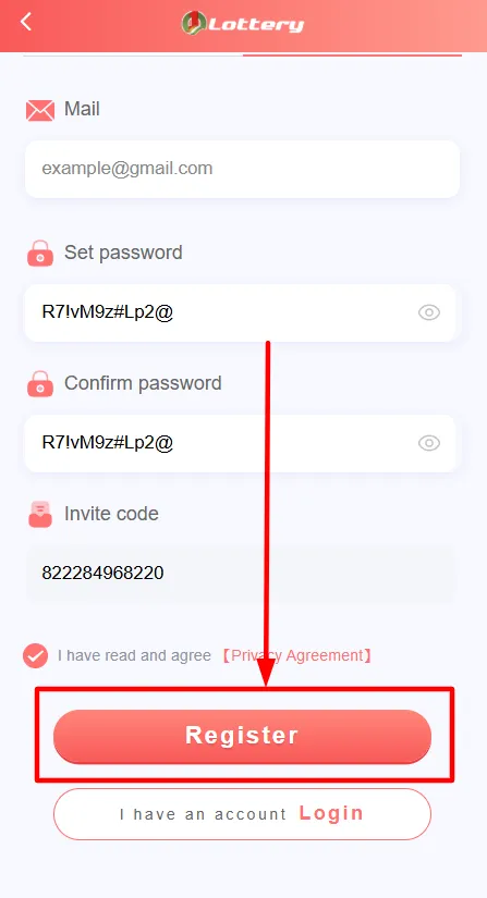 Tap on “Register”